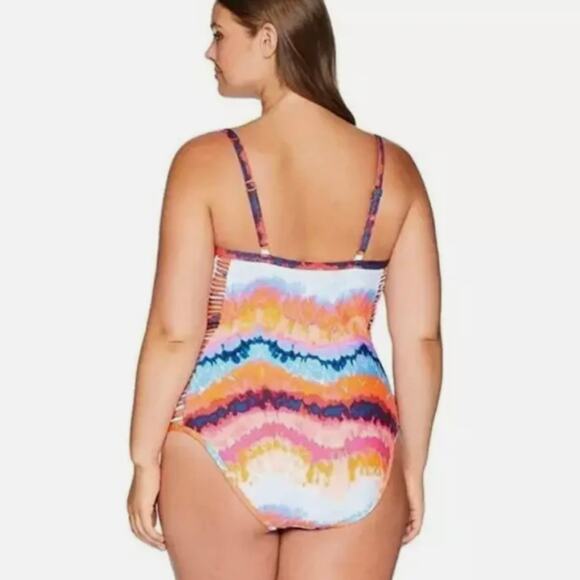 Kenneth Cole‎ Reaction Womens Tidal Wave One Piece Swimsuit Plus Size 2X New - Picture 11 of 12